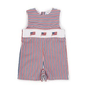 Edgehill Collection 2T Smocked American Flag One Piece Outfit Jon Jon Boys NWT
